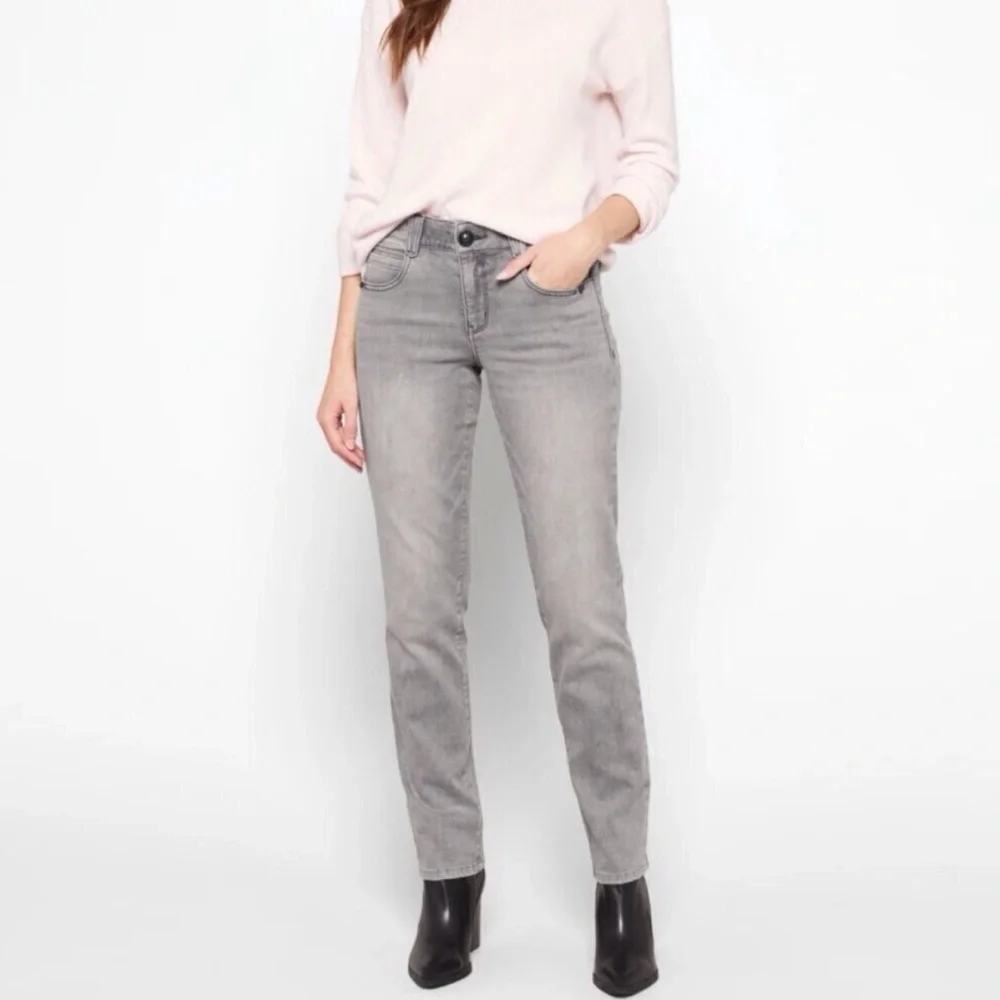 Democracy 4 AbSolution Women’s Jeans Gray Mid Rise Tapered Leg Stretch B1877ONNZ